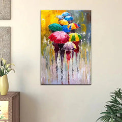 Colorful Rainy Season / Beautiful Design Canvas Printed Painting Stretched on Wood Bars 61 x 41cm - All India Decor