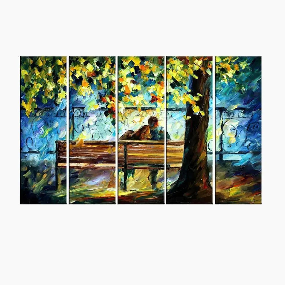 Love Couple in Garden 5 Pieces Canvas Print Wall Painting - All India Decor