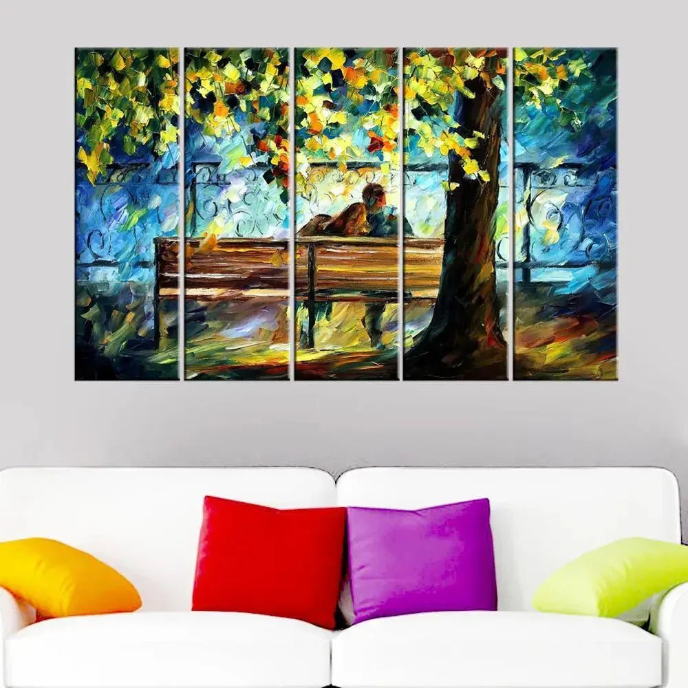 Love Couple in Garden 5 Pieces Canvas Print Wall Painting - All India Decor