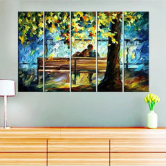 Love Couple in Garden 5 Pieces Canvas Print Wall Painting - All India Decor