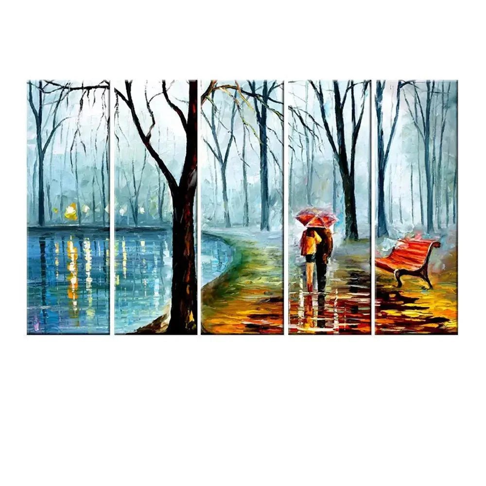 Love Couple Modern Art 5 Pieces Canvas Print Wall Painting - All India Decor