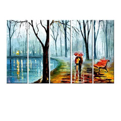 Love Couple Modern Art 5 Pieces Canvas Print Wall Painting - All India Decor