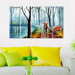 Love Couple Modern Art 5 Pieces Canvas Print Wall Painting - All India Decor