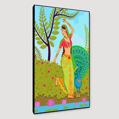 Madhubani Painting / Canvas Print Stretched on Wood Bars 61 x 41cm - All India Decor