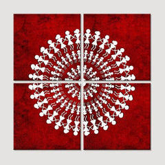 Warli Folk Art Painting Wall Hanging, Set of 4 Pieces - All India Decor