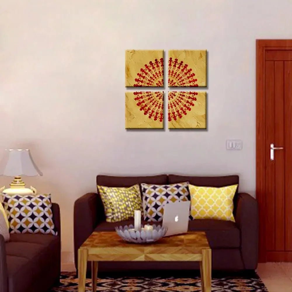 Traditional Warli Art Painting Wall Hanging, Set of 4 Pieces - All India Decor