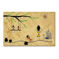 Beautiful Designs of Warli Painting Wall Hanging 61 x 41cm - All India Decor