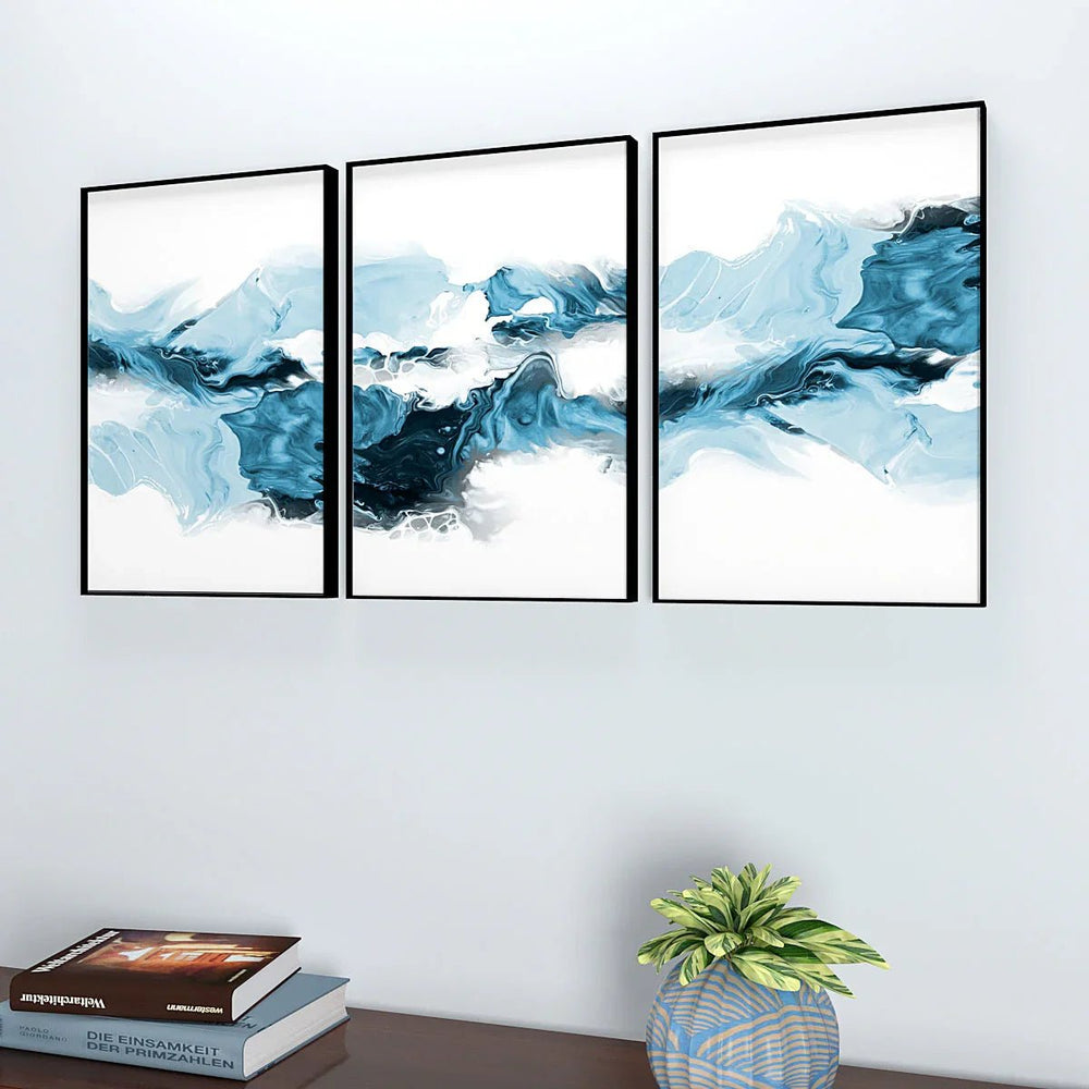Blue Eternity Abstract Wall Frame Set of 3 - All India Decor