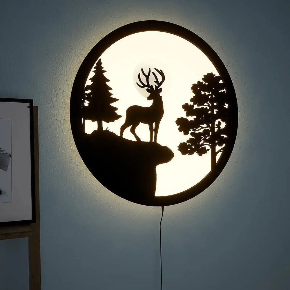 Full Moon Night Reindeer LED Wall Light - All India Decor