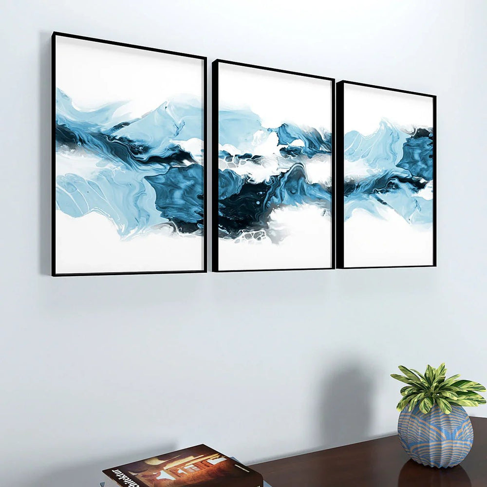 Blue Eternity Abstract Wall Frame Set of 3 - All India Decor