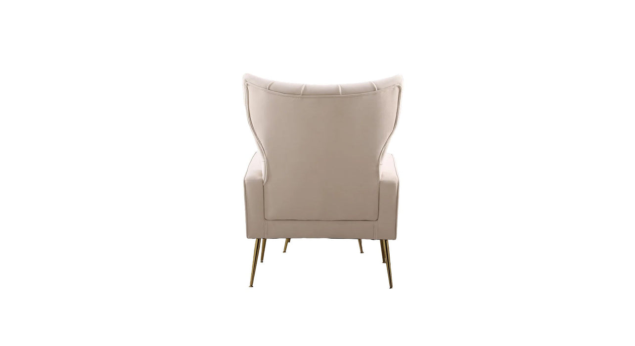 Beige Danney Accent Chair With Ottoman