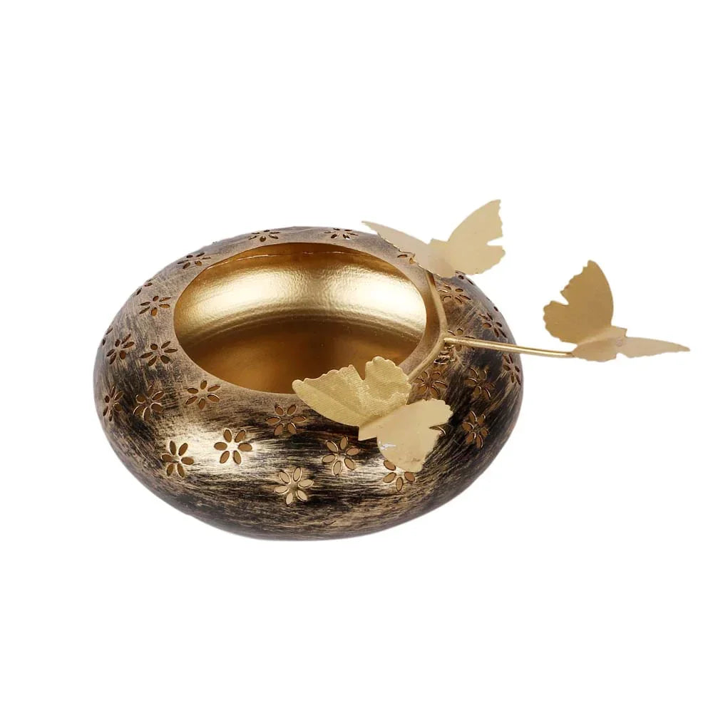 Black & Gold Metal Urli bowl Set of 3 - All India Decor