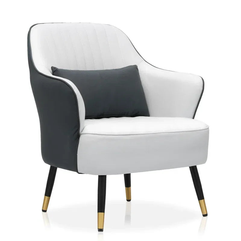 Grey White Havya Faux Leather Arm Chair - All India Decor
