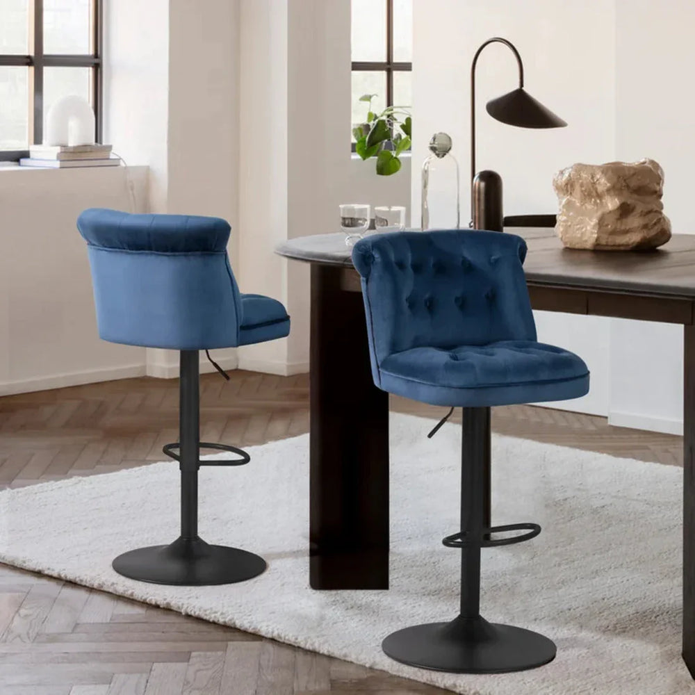 Blue Color Cellan Swiel Adjustable Bar Stool - All India Decor