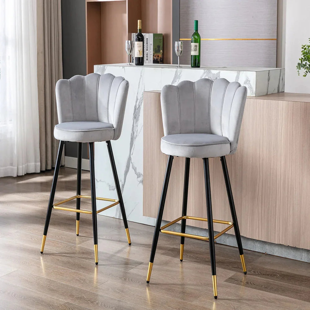 Grey Color Flower Counter Stool - All India Decor