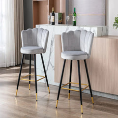 Grey Color Flower Counter Stool - All India Decor