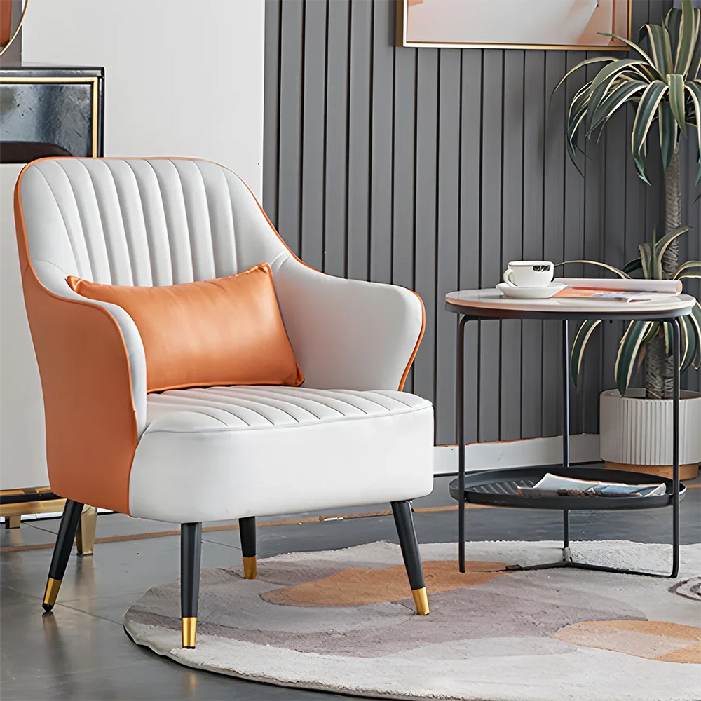 Orange Havya Faux Leather Arm Chair - All India Decor