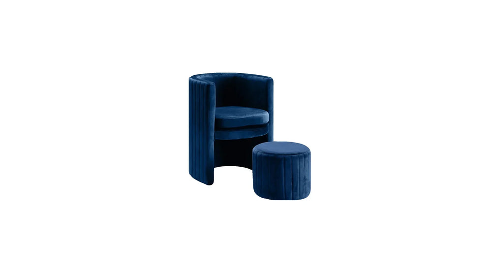 Blue Schillar Chair With Ottoman - All India Decor