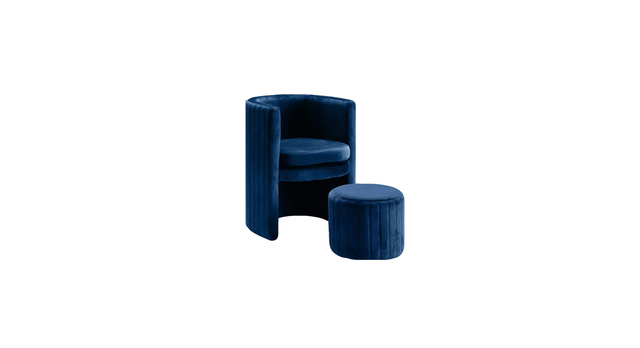 Blue Schillar Chair With Ottoman