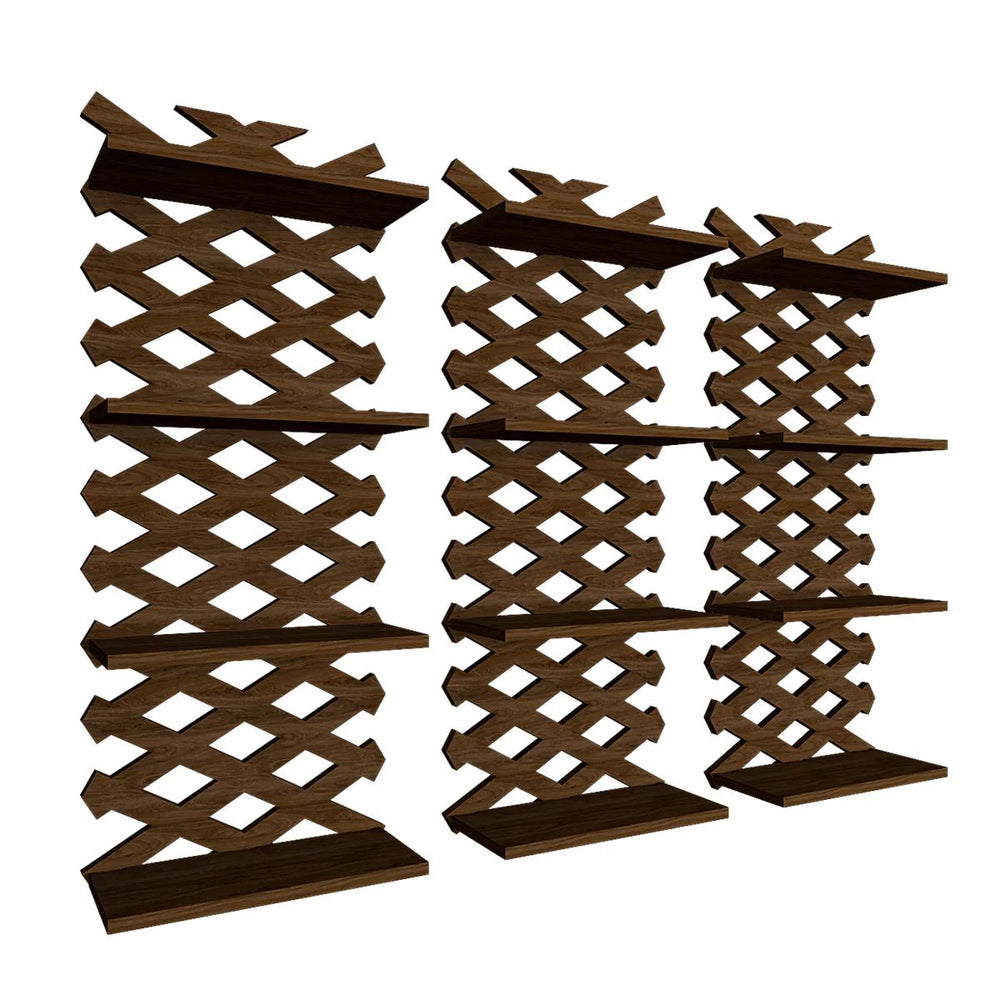 Criss Cross Designer Dark Walnut Planter Wall Shelves Set Of 3 - All India Decor