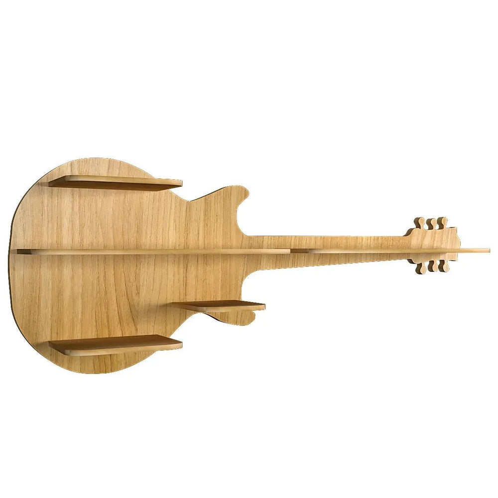 Guitar Backlit Wood Wall Shelf / Book Shelf / Night Light, Light Oak Finish - All India Decor