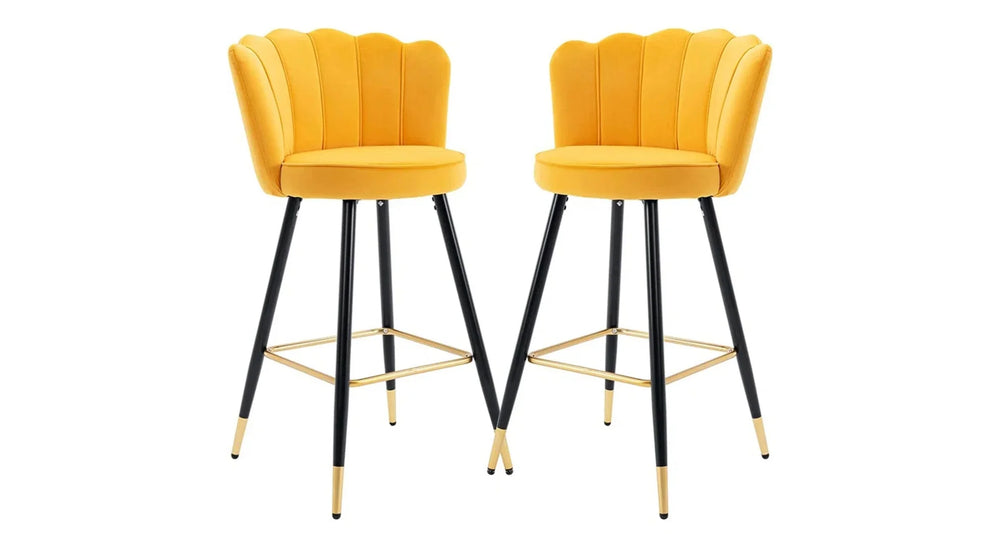 Yellow Color Flower Counter Stool - All India Decor