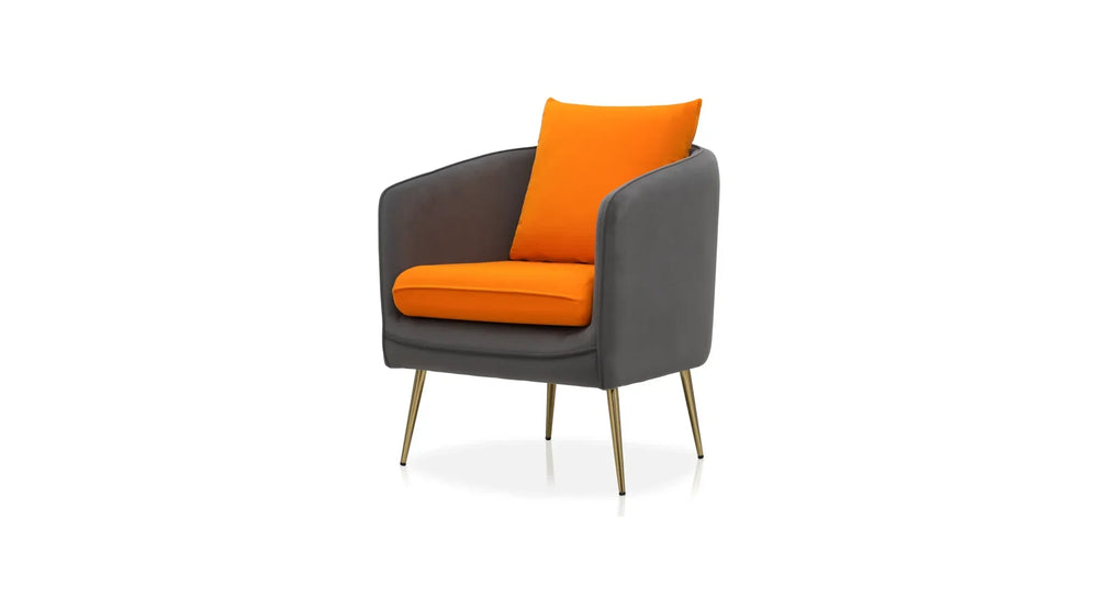 Grey & Orange Lamb Accent Chair - All India Decor