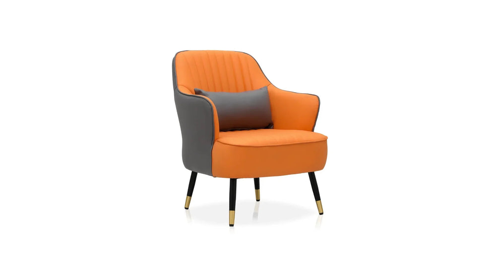 Grey Orange Havya Faux Leather Arm Chair - All India Decor
