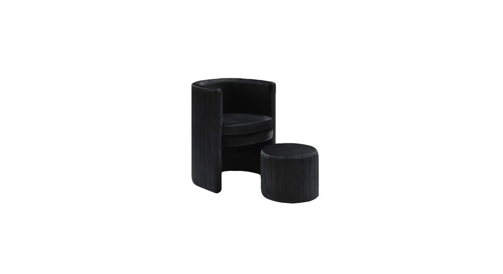 Black Schillar Chair With Ottoman - All India Decor