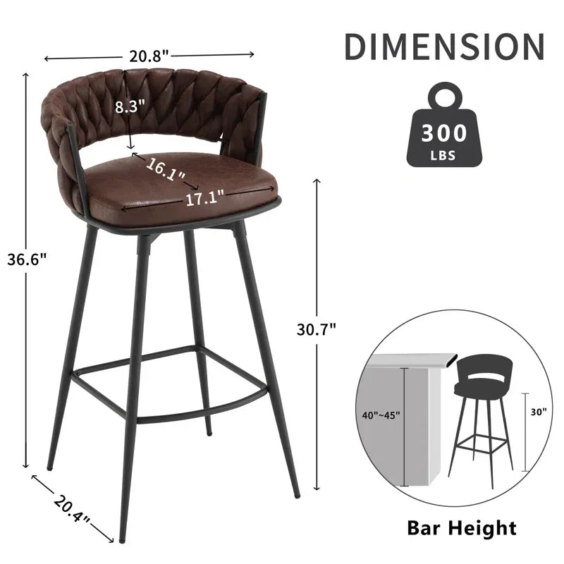 Dark Brown Presley Bar Stool - All India Decor