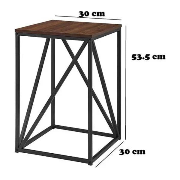 SQUARE SIDE TABLE IN BROWN & BLACK COLOR FOR LIVING ROOM - All India Decor