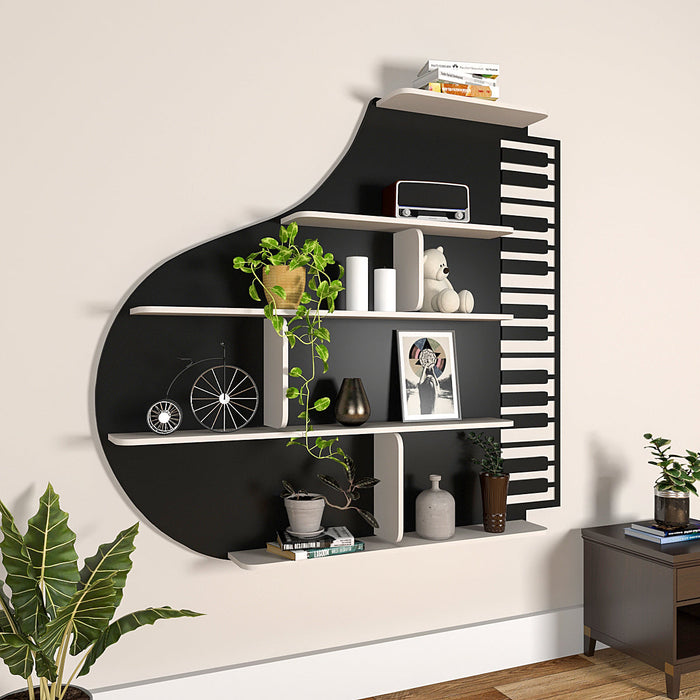 Backlit Piano Designer Wooden Wall Shelf