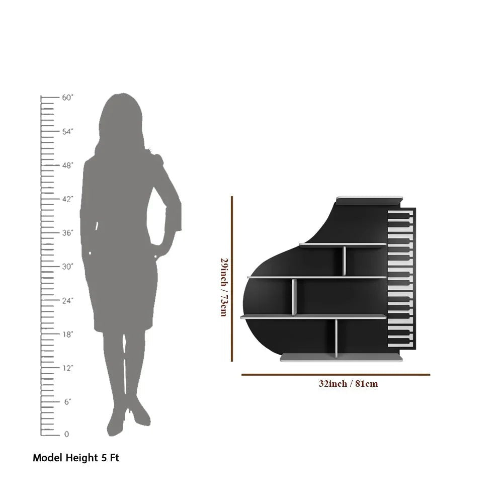 Backlit Piano Designer Wooden Wall Shelf - All India Decor
