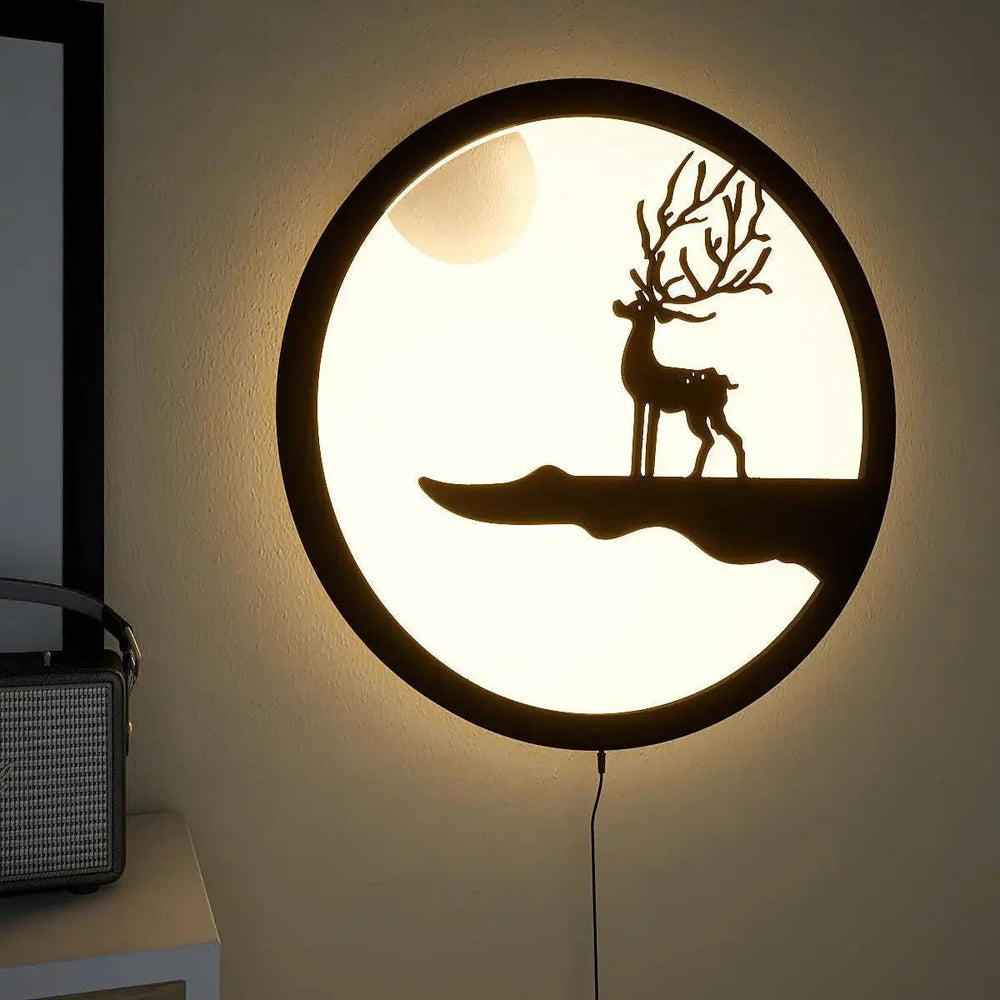 Reindeer Designer Wooden Backlit Wall Art - All India Decor
