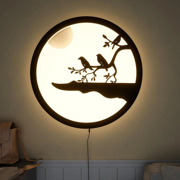 Chirping Birds Round LED Wall Light