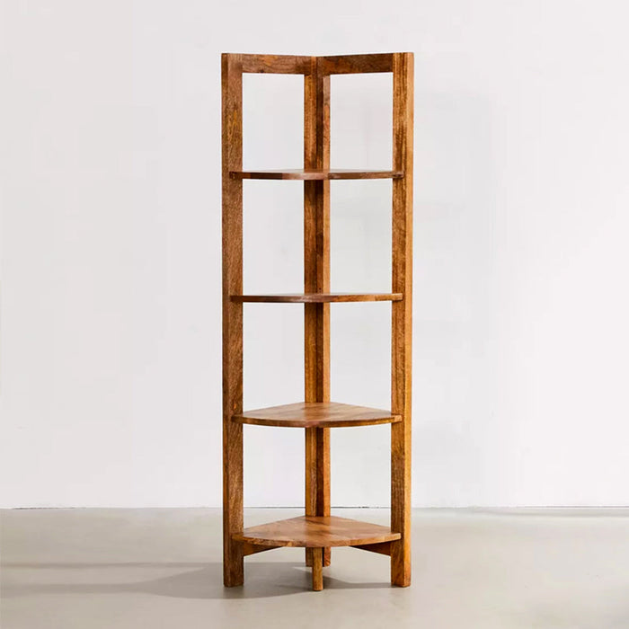 Wooden Corner Shelf In Ladder Motif