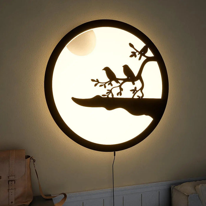 Chirping Birds Round LED Wall Light