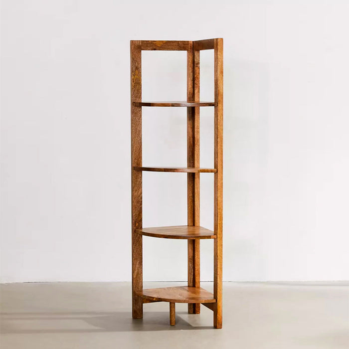 Wooden Corner Shelf In Ladder Motif