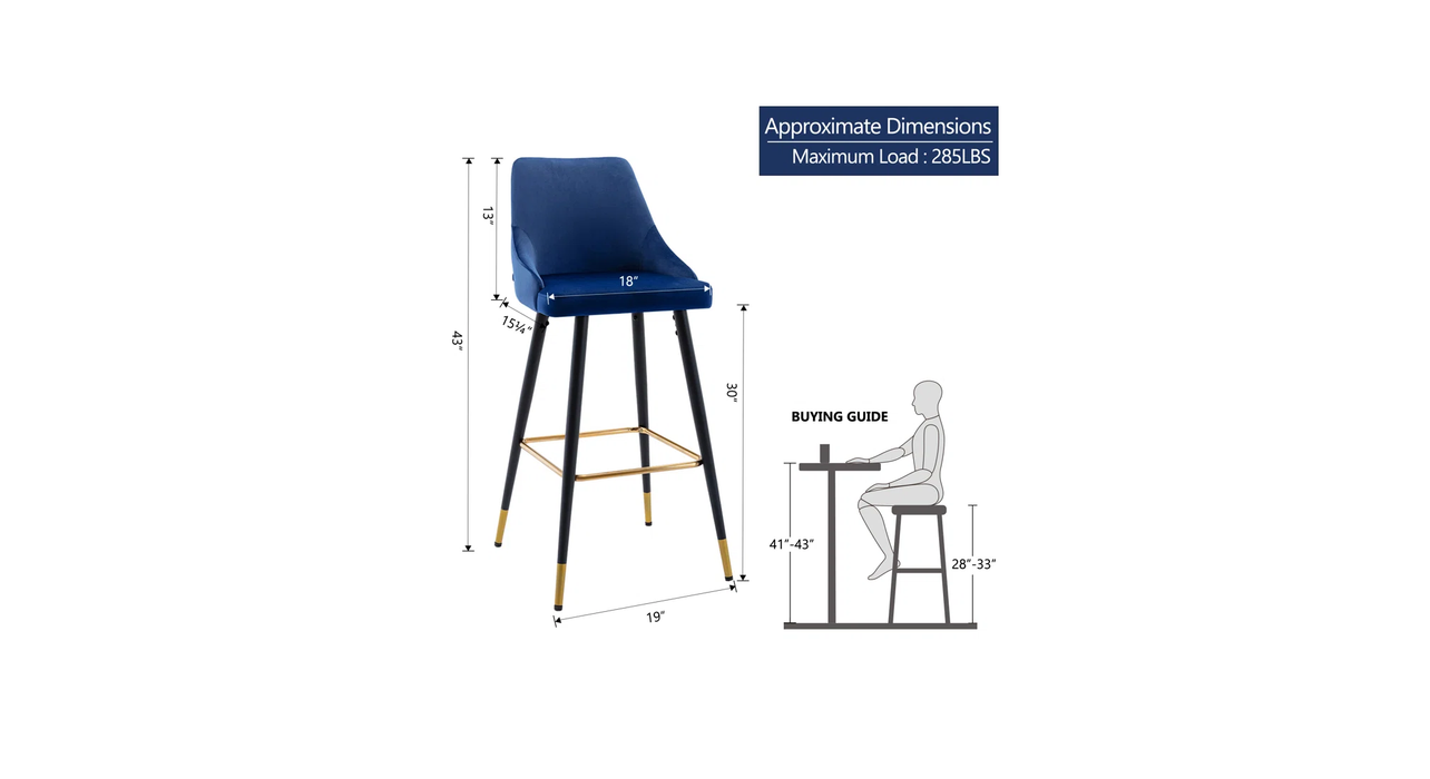 Blue Color Davan Bar Stool