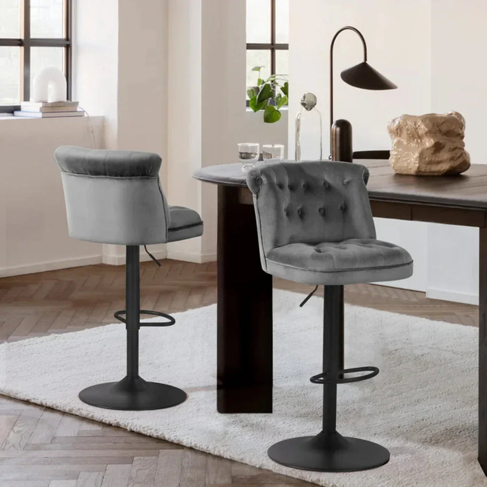 Grey Color Cellan Swiel Adjustable Bar Stool - All India Decor