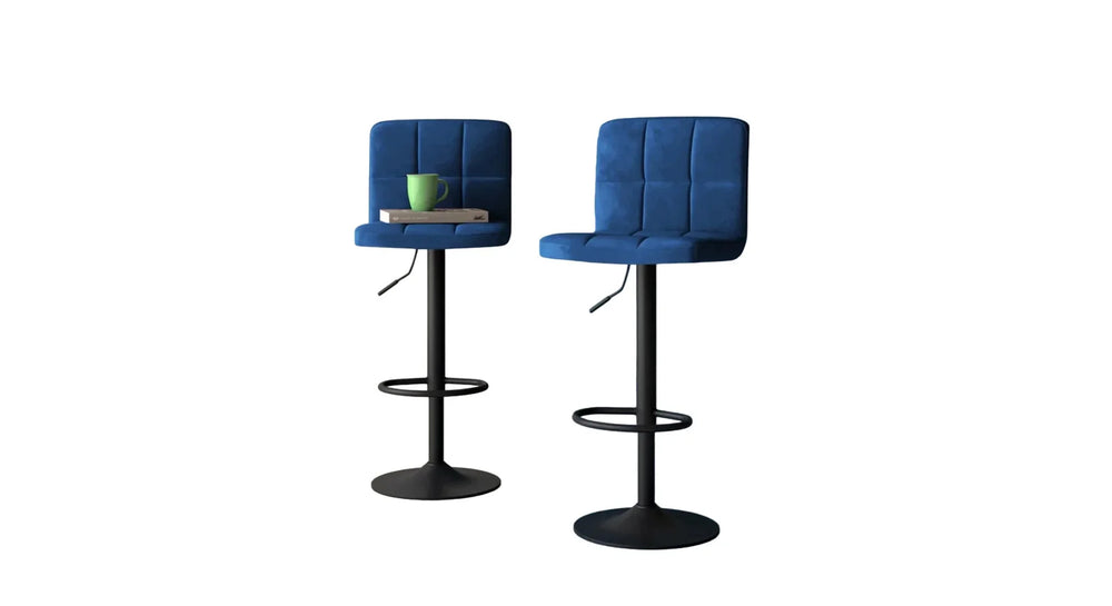 Blue Color Neo Swiel Adjustable Bar Stool - All India Decor