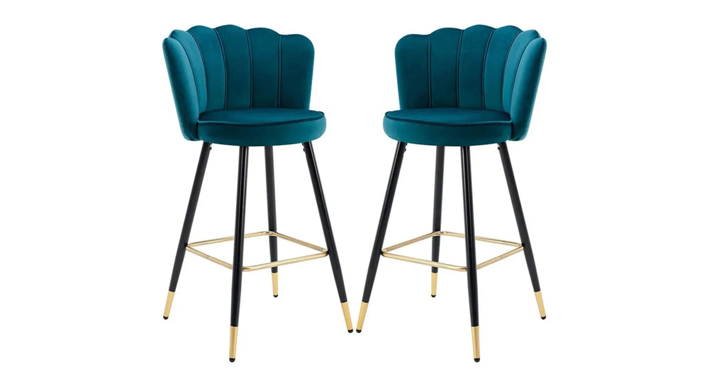 Teal Color Flower Counter Stool - All India Decor