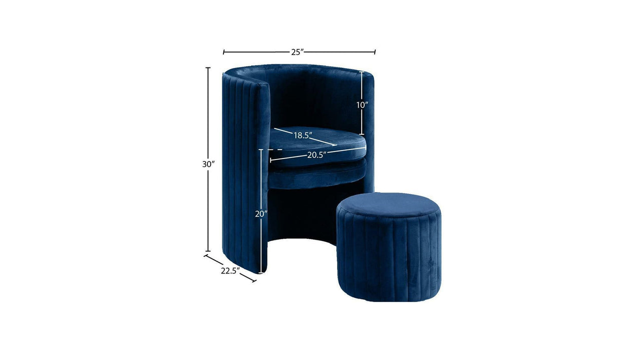 Blue Schillar Chair With Ottoman