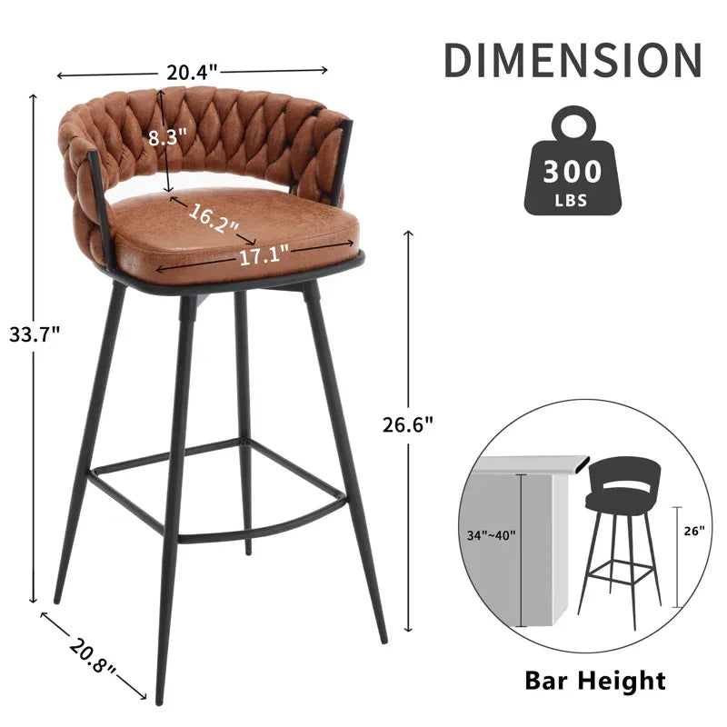 Whisky Brown Presley Bar Stool - All India Decor