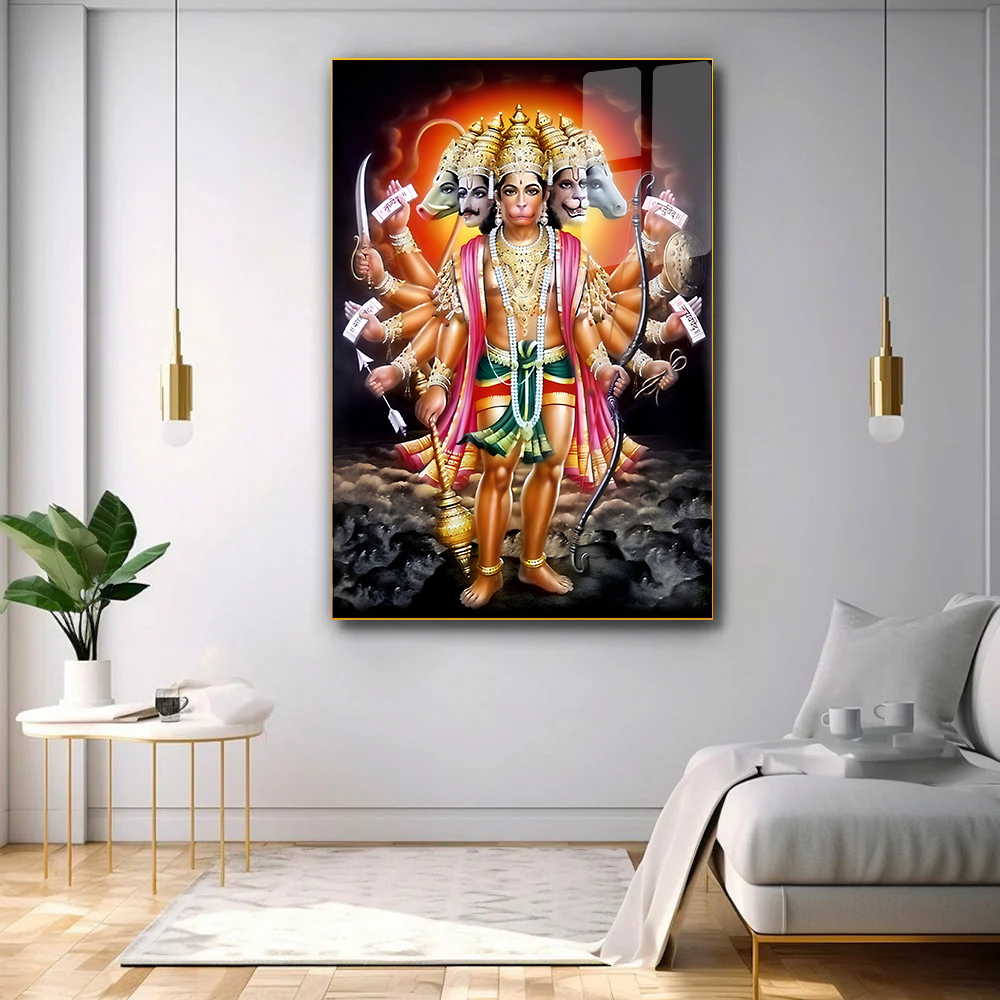 Divine Energy Panchmukhi Hanuman Ji Acrylic Wall Paintings and Art