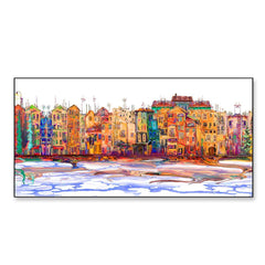 Colorful Town Isolated Panoramic view Framed Wall Art - All India Decor