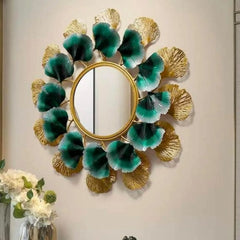 Golden and Turquoise Green Mirror - All India Decor