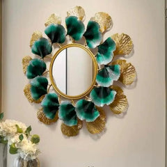 Golden and Turquoise Green Mirror - All India Decor