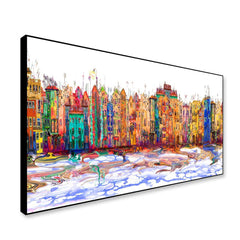 Colorful Town Isolated Panoramic view Framed Wall Art - All India Decor