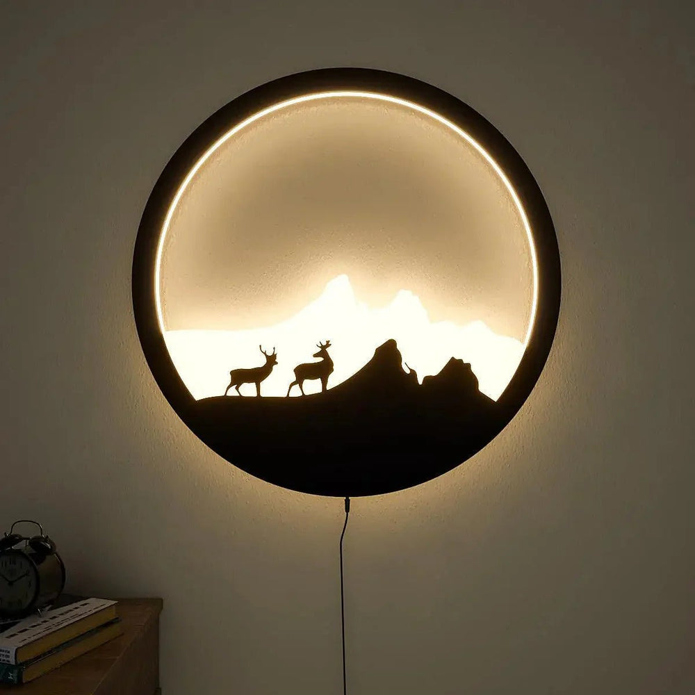 led wall light Backlit Wall Art Wooden Backlit Wall Art Designer wall art - All India Decor